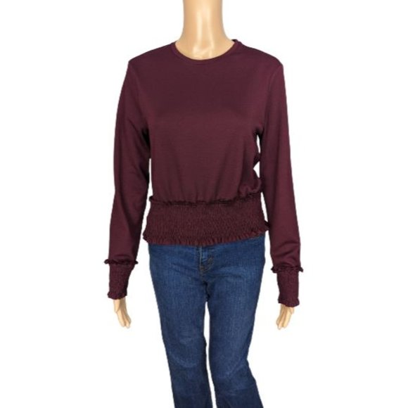 Zara Wine Long Sleeve Elastic Banded Top M - Picture 1 of 8